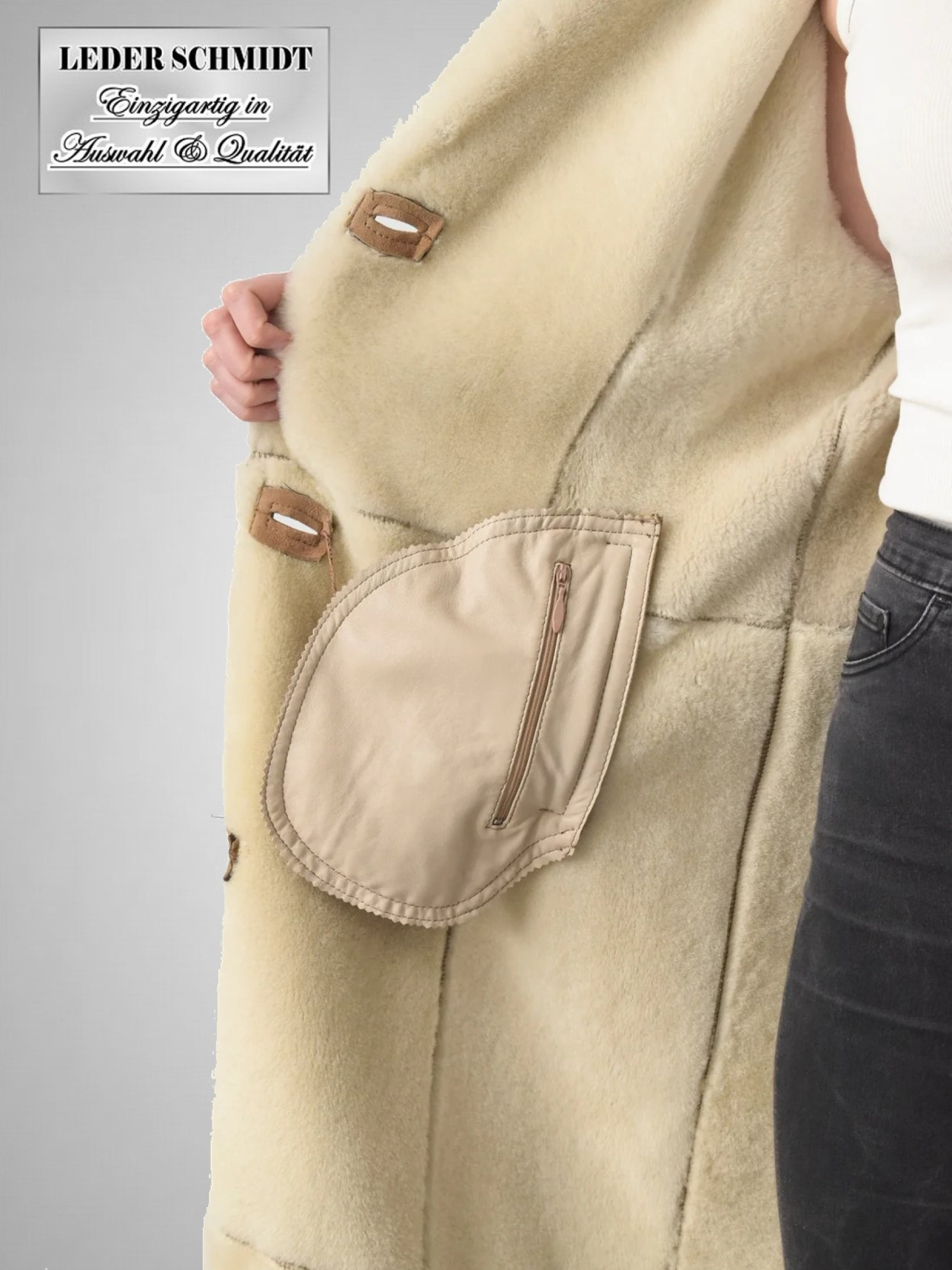 langer Lamfellmantel für Damen