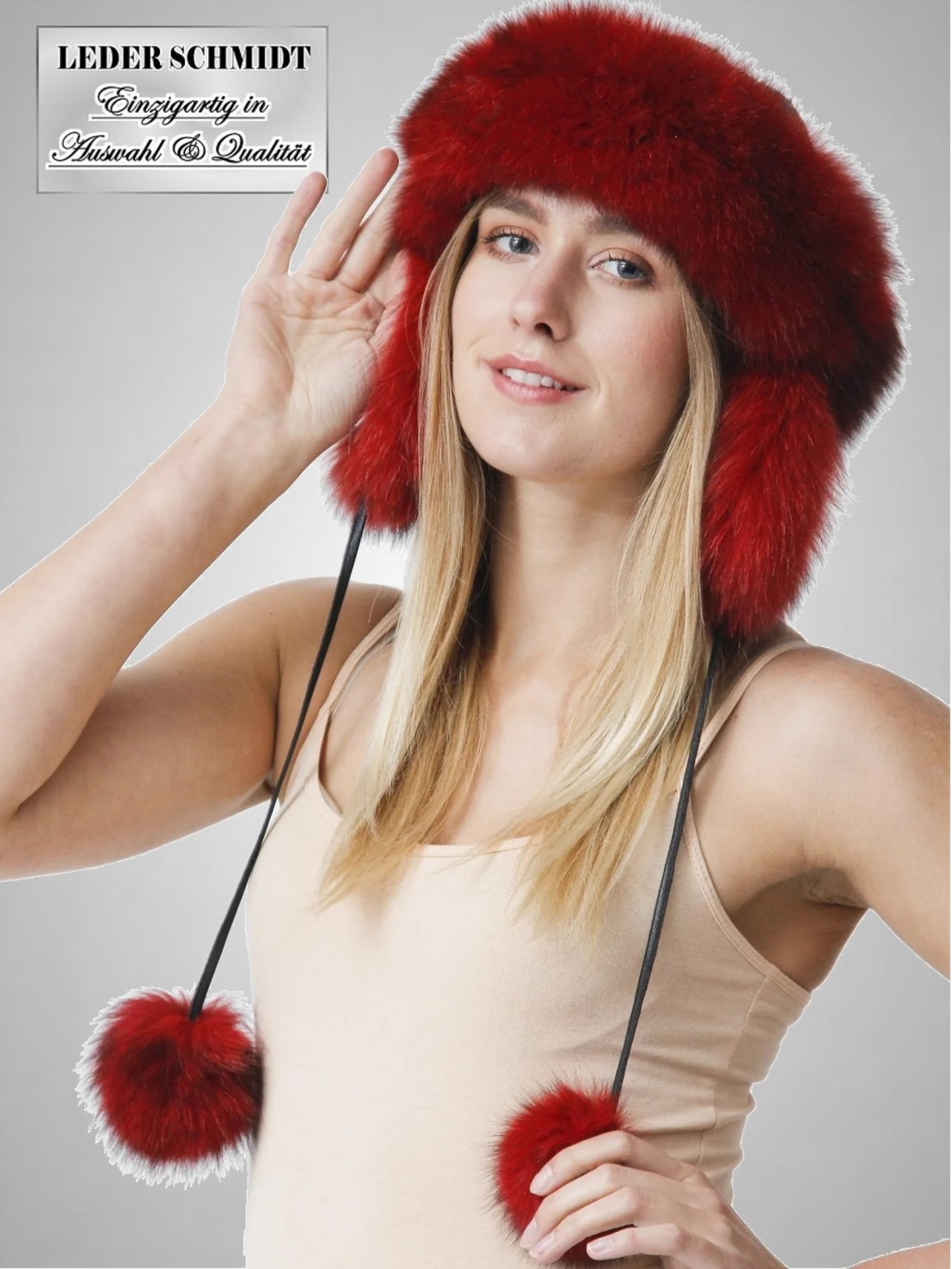 Damen Leder-Pelz-Mütze