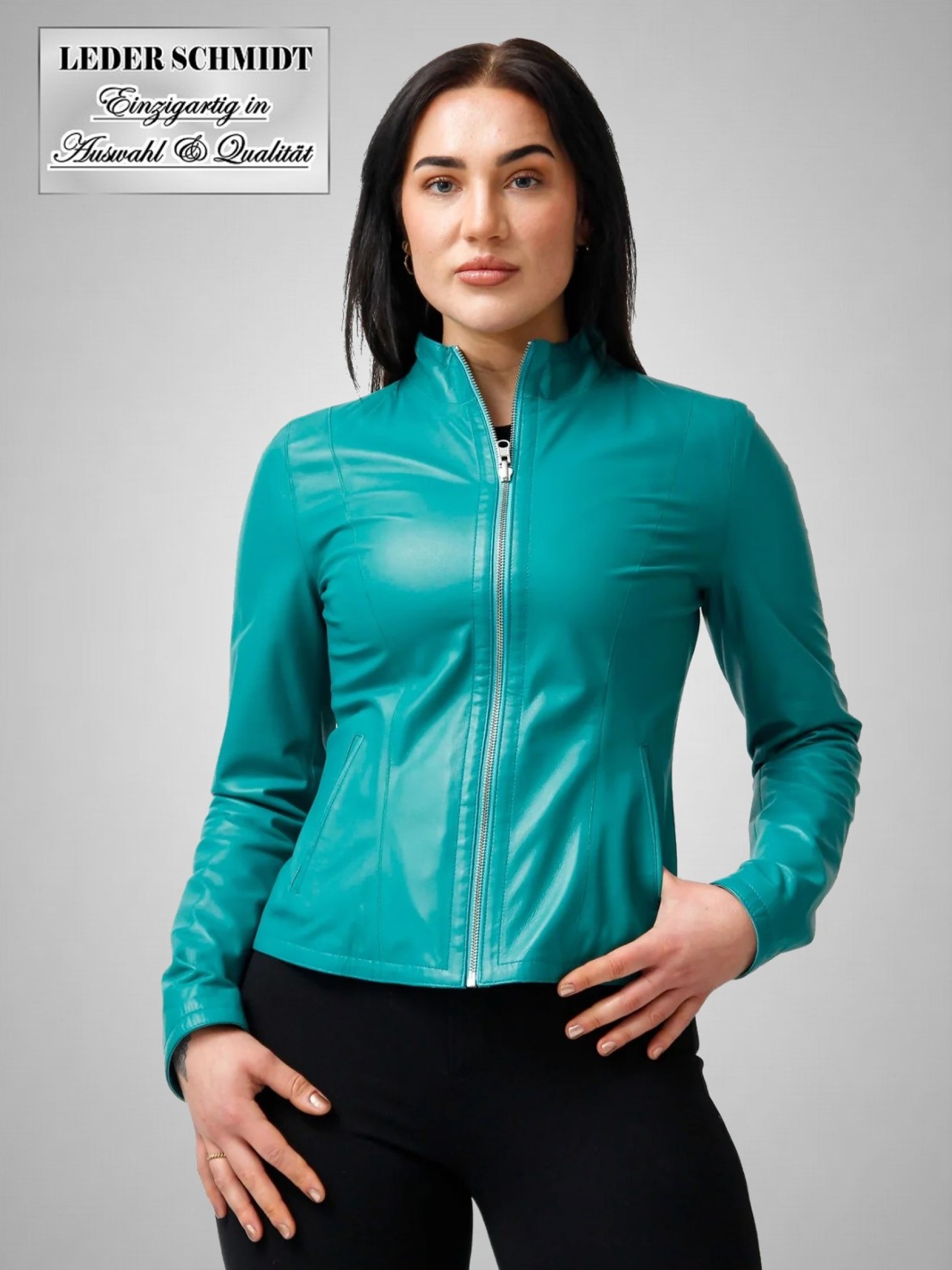 leichte kurze Damen Lederjacke gewendet