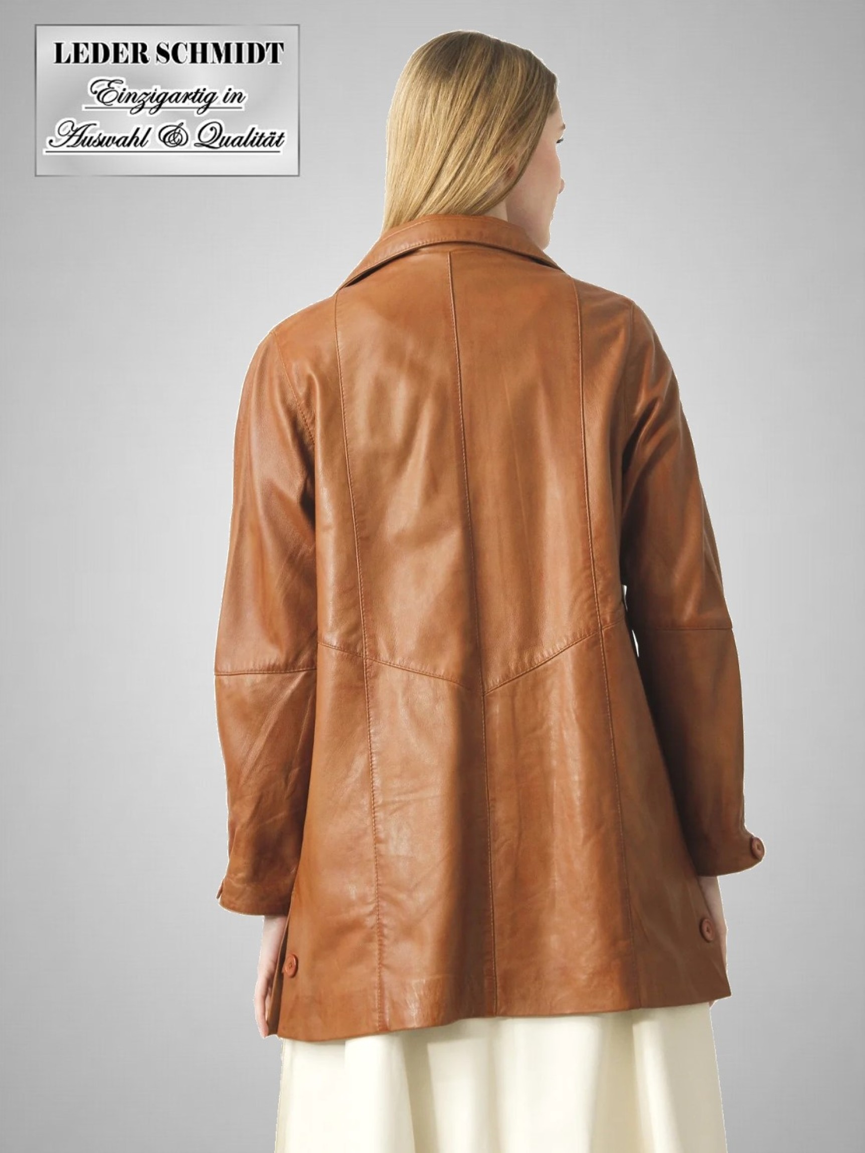 Lerjacken lang Damen cognac echtes Leder