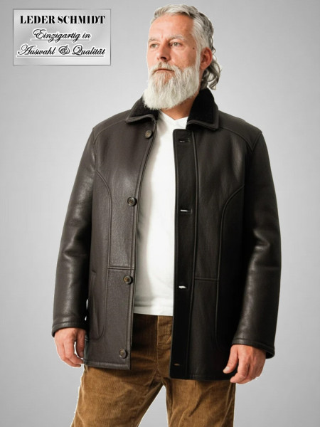 braune Herren Lammfelljacke glatt