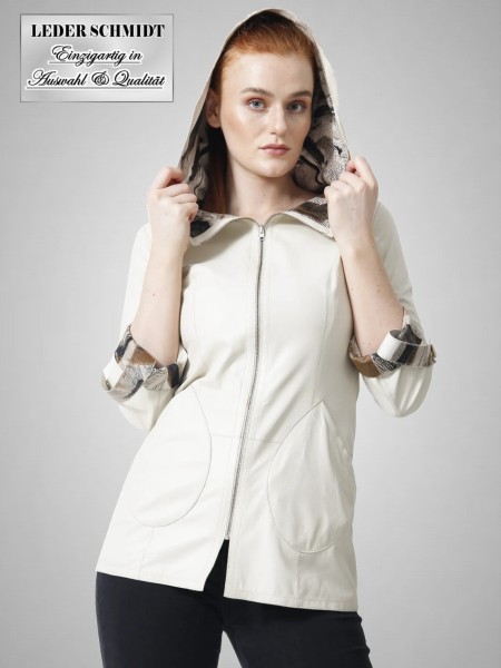 Lederjacke beige Damen leicht