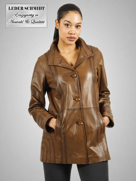 lange leichte Damen Lederjacke