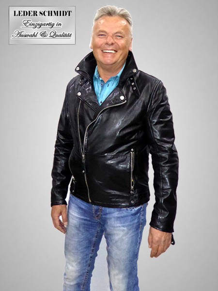 Herren-Lederjacke Motorrad-Style